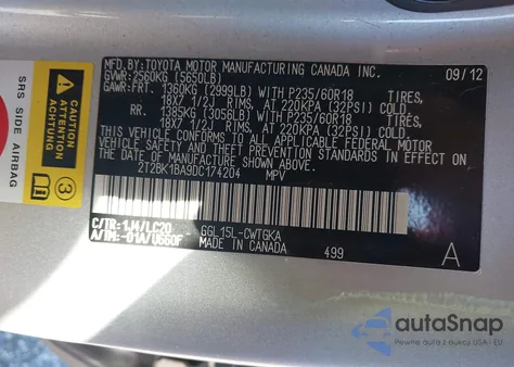 2013 Lexus Rx 350 from USA, damaged, VIN 2T2BK1BA9DC174204